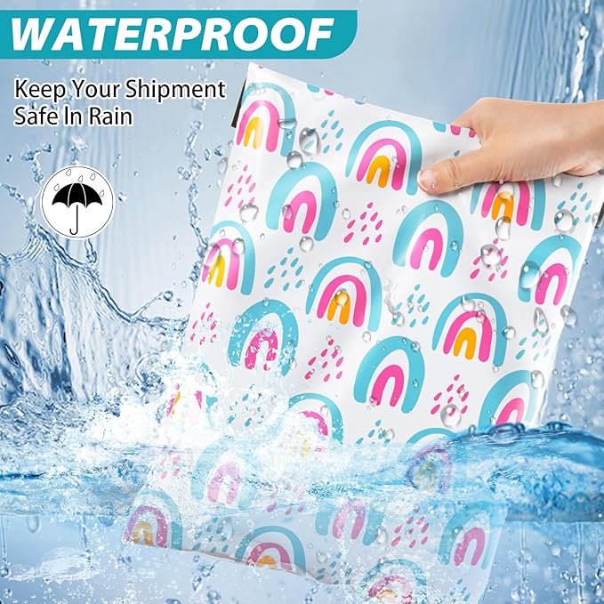 Oududianzi Poly Mailers 10x13, 100Pack Shipping Bags, Self-Seal Polymailers Mailers Poly Bags, Packaging Bags for Small Business and Clothing - Rainbow