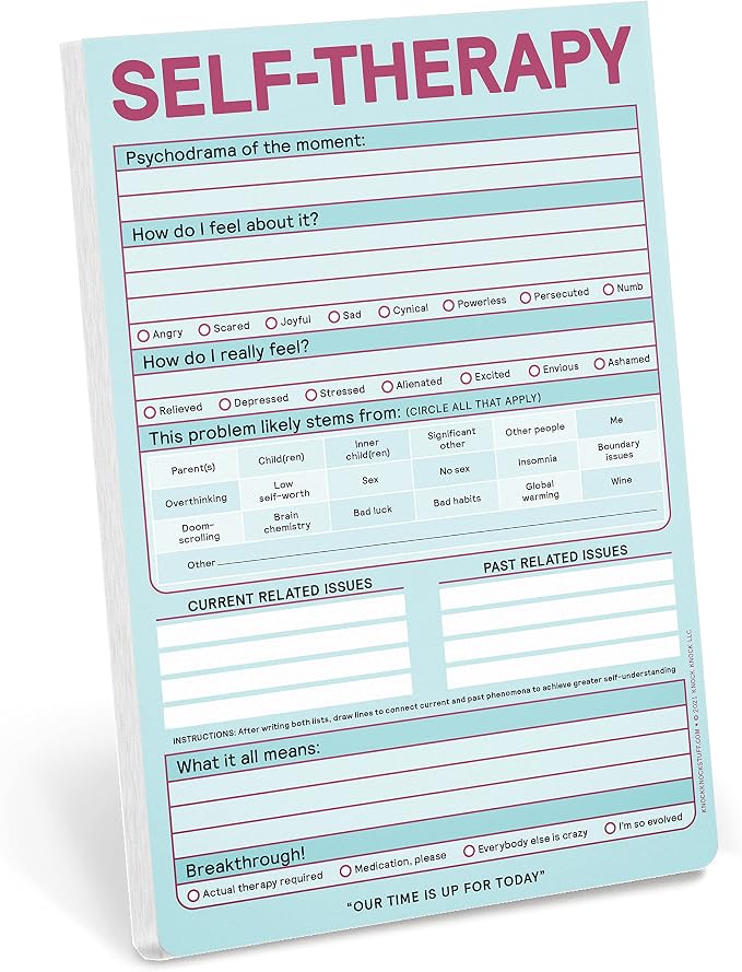 Knock Knock Self-Therapy Pad, Checklist Note Pad for Step-by-Step Stress Relief (Pastel Version), 6 x 9-inches