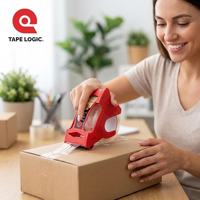 Tape Logic Heavy Duty Packing Tape with Dispenser (6 Pack) – 2.6 Mil Thick Clear Shipping Tape, 2 in x 25 yd – Strong Industrial Adhesive for Moving Boxes, Mailing, & Shipping Packaging