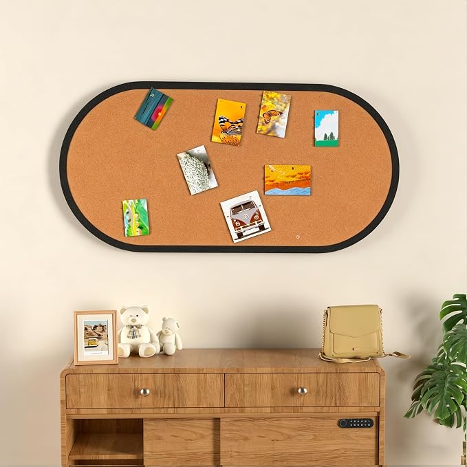 Felt Bulletin Board 47" x 24", Framed Cork Board Alternative with 30 Pins | Large Decorative Felt Pin Board with Frame, Vision Board for Office Home Bedroom Wall Decor, Photo Picture Display