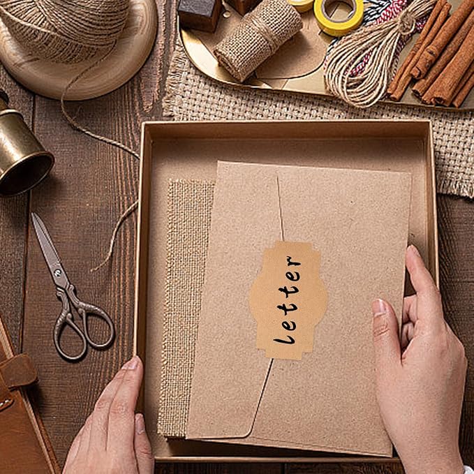 300 Pcs 2" x 3" Self-Adhesive Brown Labels,for Food Jars Storage Christmas Holiday Present Envelope Labels Gift Decoration