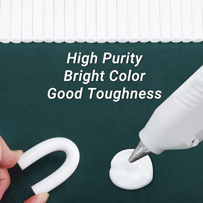 Manarty White Hot Glue Sticks Full Size, 48 PCS 0.43" Dia x 4" Long Fbric Glue Sticks for Craft, Adhesive Hot Melt Gluing Sticks for Crafting, Woodworking, Decoration, Bonding Repair, Wax Sealing