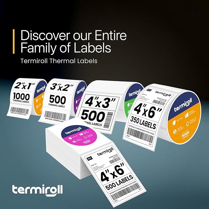 4x3 Direct Thermal Labels – 500 Labels/Roll, Product & Inventory Barcode Labels, No Ink Required, Smooth Feeding for Rollo, Zebra & MUNBYN Printers
