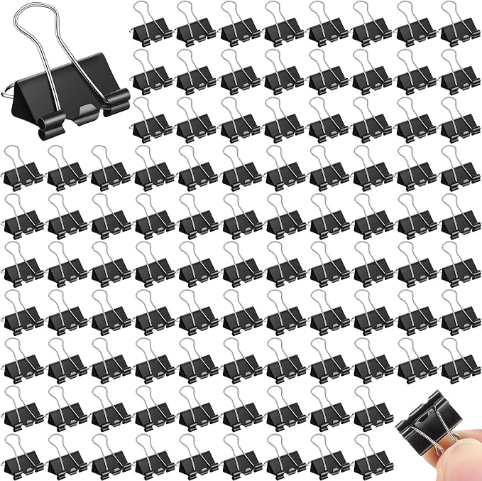 Jetec 200 Pcs Black 0.6 Inch Binder Clip Paper Clamp Metal Paper Clip | for Teachers Students Classroom Business Office and School Office Supplies