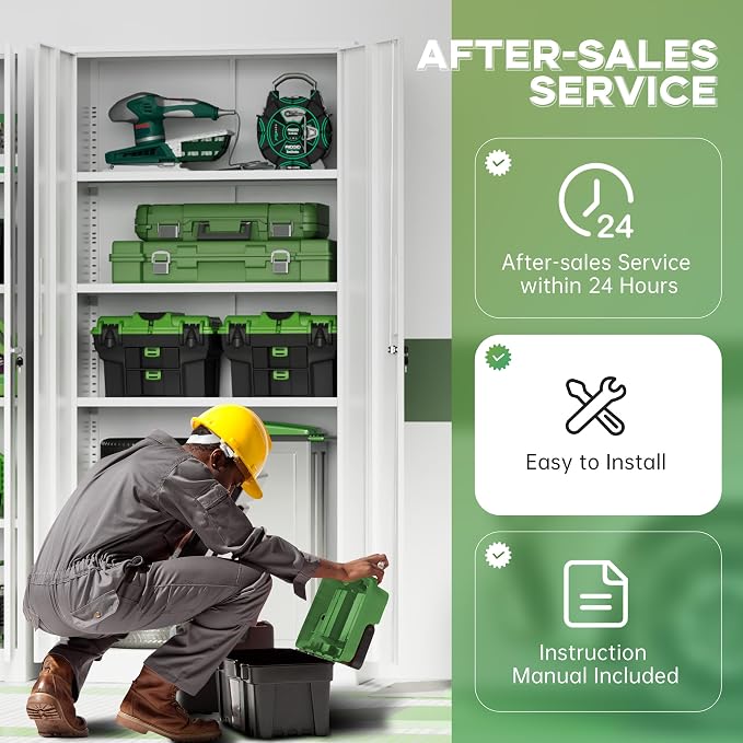 Metal Storage Cabinet, 72" H Lockable Steel Cabinets with Locking Doors, Storage Locker with Adjustable Shelves for Office, Home, Garage, Gym, School (White)