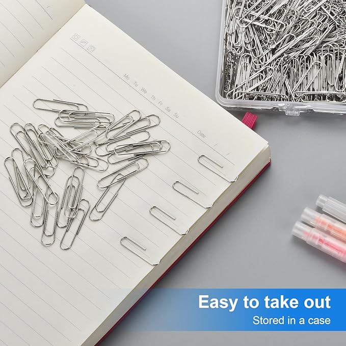 Paper Clips for Office School Supplies, Nonskid Paper Clip 700pcs，1-2/7" Silver PaperClips for Paperwork Office School and Home Personal Use
