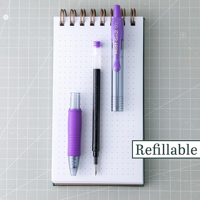 PILOT G2 Premium Refillable and Retractable Rolling Ball Gel Pens, Fine Point, Purple Ink, 12-Pack (31029)