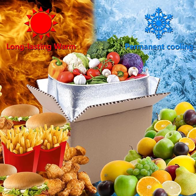 8 Pack Insulated Shipping Boxes with Aluminum Foil Insulated Bag | Large Foil Cooler Carton Moving Kits for Mailing Packing, 15.7 x 11.8 x 7.9 Inch, Carton Material with Aluminum Foil