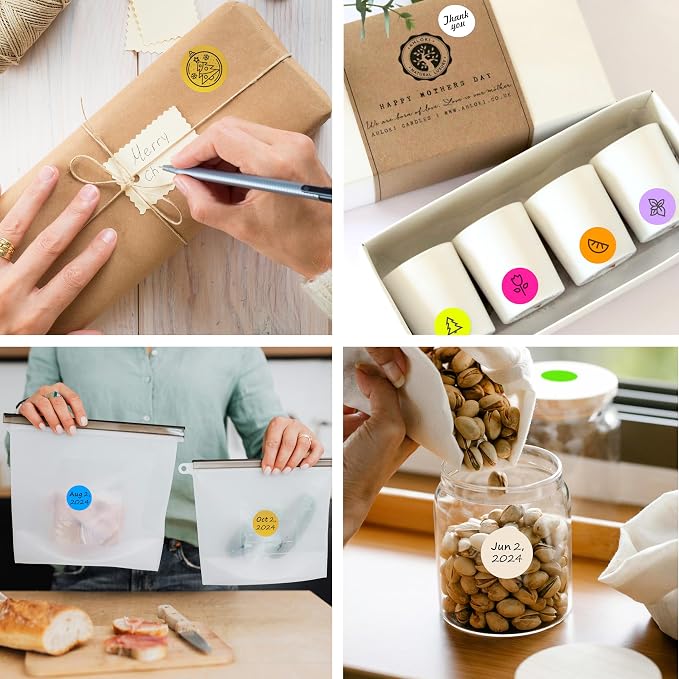 1 Inch Round Thermal Sticker Labels,Color Dot Stickers,Label Stickers,Waterproof,Oil Proof,for Thermal Printers,DIY,Office,Retail,Home and Warehouse Organization,1000 Pcs Gold