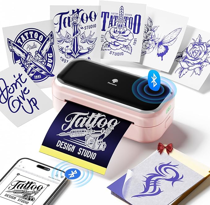 Phomemo TP31 Tattoo Stencil Printer, Mini Temporary Tattoo Maker with 30pcs Transfer Paper,Bluetooth Tattoo Machines Printers for Tattoo Beginners & Artists,DlY,Parties,Gifts,Pink