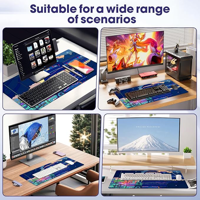 Professional Extended Gaming Mouse Pad - 31.5" x 15.7" Large Desk Mat with Stitched Edges, Waterproof Coating Non-Slip Rubber Base for Gamers Esports Pros Office Home, Ninja
