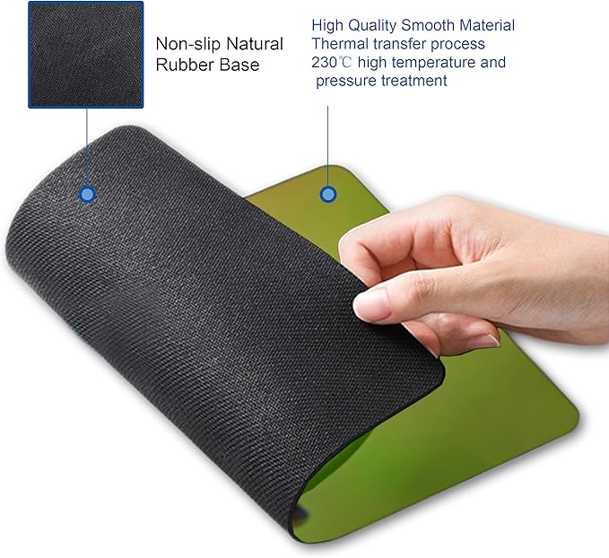 Green Mouse Pad Cute Frog Design Computer Laptop Mouse Pad Kawaii Office Decoration with Anti-Slip Rubber Base Washable Small Mousepad 9.5 X 7.9 Inch