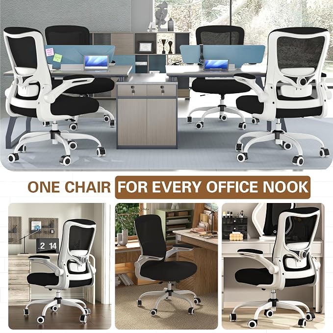 Ergonomic Office Chair for Long Hours, Adjustable Padded Lumbar Support for Lower Back Relief, 330 lb Capacity, Comfortable Computer Desk Chair for Home Office, Work & Study
