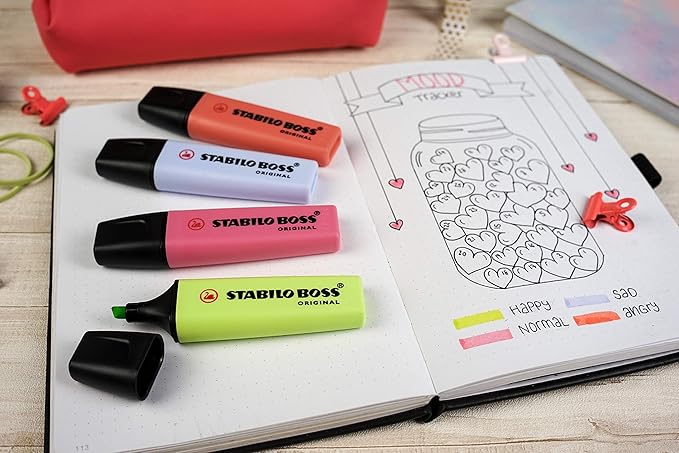 STABILO BOSS Original Pastel Highlighter, Cherry Blossom Pink,5mm,70/150 (Pack of 4)