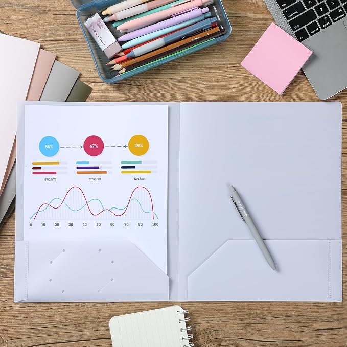 Mr. Pen- Plastic Folders with Pockets, 5 pcs | Aesthetic File Folder with Business Card Slot, 2-Pocket Folder, Back to School, Office, Filing Supplies