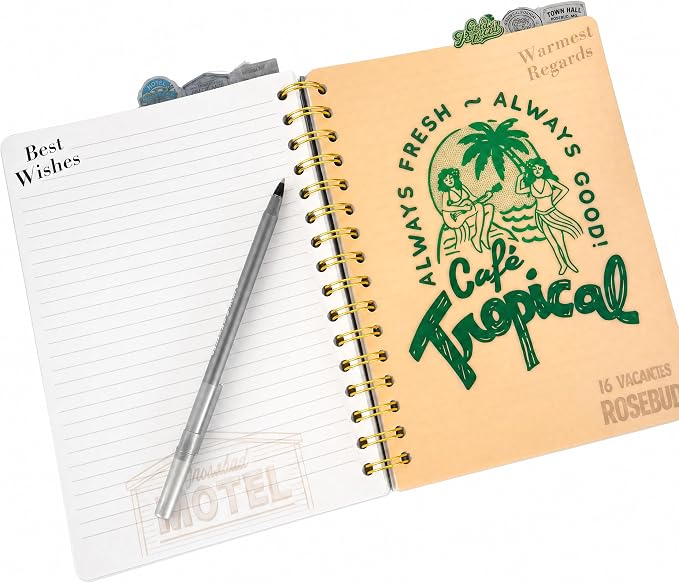 Schitt’s Creek Tab Journal Notebook - Rose Apothecary, Spiral Bound, 144 Lined Pages, 8 x 7 inches | 8 x 7 Spiral Notebook with 6 Tab Dividers, Vinyl Cover, for Notes, Journaling, Work & School, Schitt's Creek Merchandise
