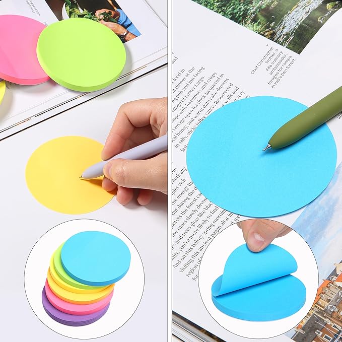 Mr. Pen- Round Sticky Notes, 12 Pads, 720 Sheets, 2.8" x 2.8" Colorful Sticky Notes Bulk, Stocky Notes for Bible Journaling