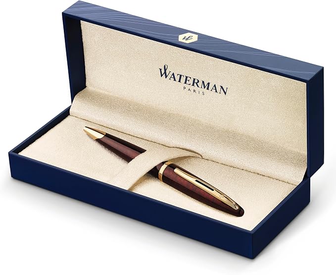 Waterman Carène Ballpoint Pen, Marine Amber with 23k Gold Clip, Medium Point with Blue Ink, 1 Count - Luxury Writing, Includes Gift Box