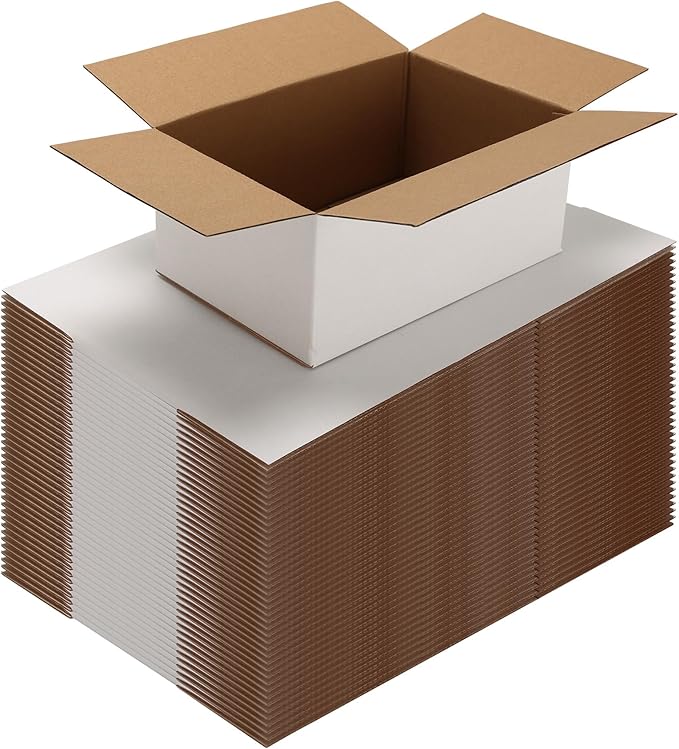 EXYGLO 40 Pack 9x6x4 Shipping Boxes for Small Business, White Corrugated Cardboard Small Box for Packaging, Moving, Mailing, and Storing
