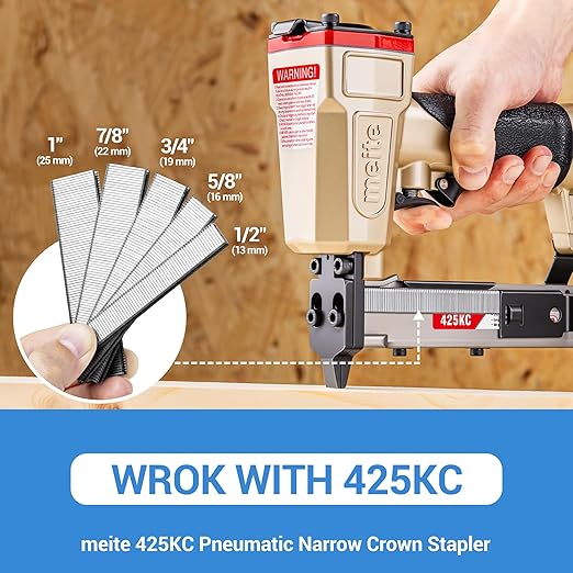 meite 18 Gauge 1/4-Inch Narrow Crown Staples, 5/8-Inch Length Heavy Duty Galvanized Upholstery Staples for Electric or Pneumatic Narrow Crown Staple Guns (4,000 PCS)
