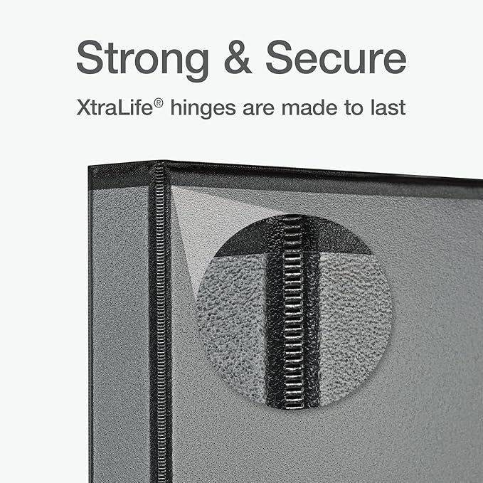 Oxford Ring Binders, 1" Round Ring Binders, View Binder, Covers on 3 Sides, XtraLife Hinge, Non-Stick, PVC-Free, Black, 225 Sheet Capacity (1002546)