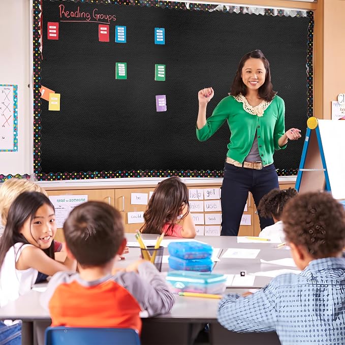 Black Bulletin Board Roll 15.7 in x 36 ft Reusable Non-Woven Fabric Background Roll for Classroom Fade Resistant Waterproof Erasable Black Bulletin Board Decor for School Office Arts Crafts Wall Decor