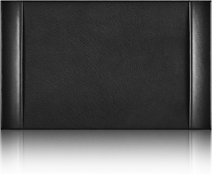 26.5 x 17.3 Inch Leather Desk Pad with Side Rails Mat, Black | Executive Office Desk Mat, Smooth Writing Surface, Desktop Protector Covers Mouse Keyboard, Elegant Gift, Men Dad Husband