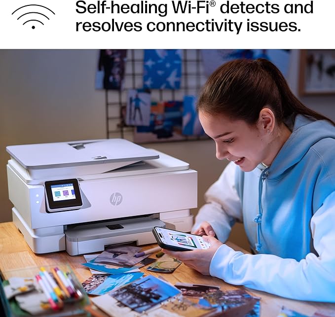 HP Envy Photo 7975 Wireless Color Inkjet Photo Printer, Print, scan, Copy, Easy Setup, Mobile Printing, Best-for-Home, 3 Month Instant Ink Trial Included, AI-Enabled (B63K3A)