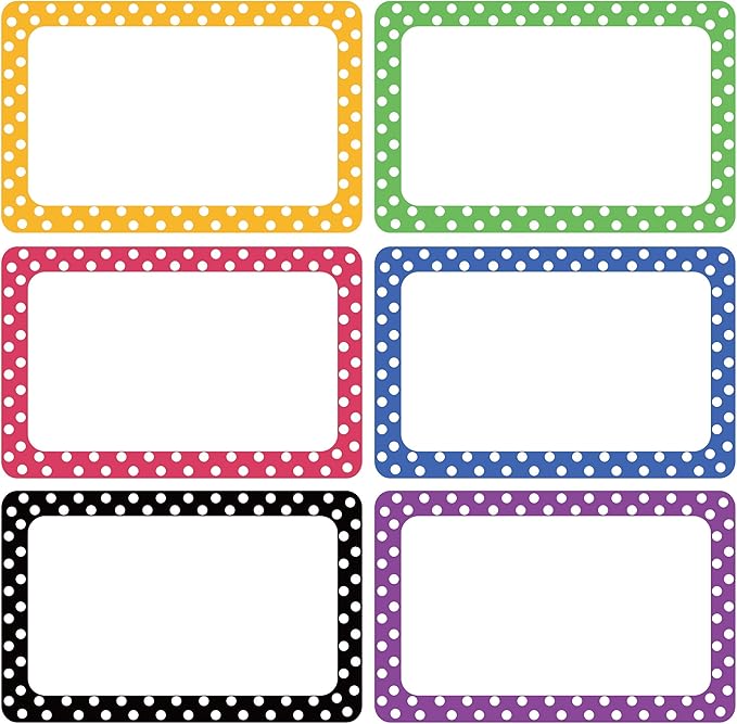 300 Cute Dot Name Tag Stickers Colorful Border Name Labels for School, Office, Home Can Be Used on Clothes, Storage Boxes, Packages - Updated Stronger Stickiness
