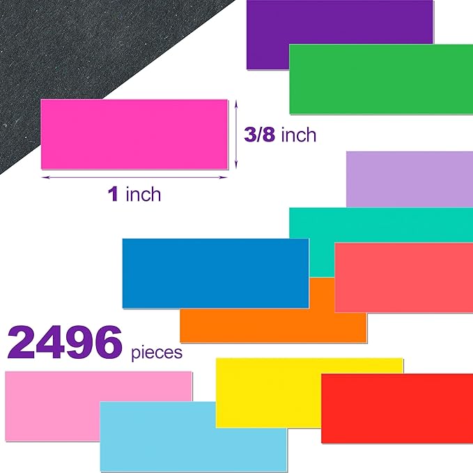 YSHIHE Rectangular Colored Stickers,12 Colors Rainbow Color Color Coding Labels,1inch x 3/8inch (25 x 10mm) Assorted Sticker for Offices Labeling Marking 2496 Pack