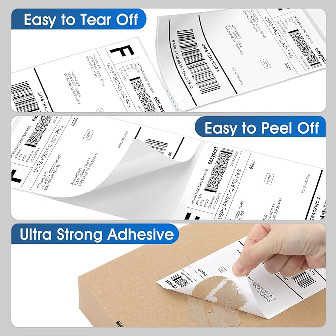 MaxGear 4" x 6" Direct Thermal Labels, 8000 Fanfold Labels, for Shipping & Mailing, Perforated White, Commercial Grade with Permanent Adhesive, Compatible with Most Thermal Printers,16 Stack