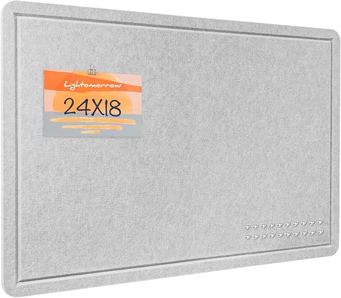 Felt Bulletin Board 24x18 inches, Decorative Pin Board for Home & Office | Cork Board Alternative for Wall with Push Pins, Display Mood Board for Photos, Notes & Reminders