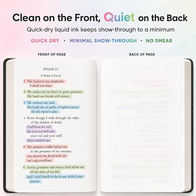 10 Aesthetic Bible Highlighters - Chisel Tip Liquid Ink Marker | Pen with Snap Caps for Clean Highlighting - Assorted Colors, No Bleed & Quick Dry - Bible Marker for Journaling & Studying