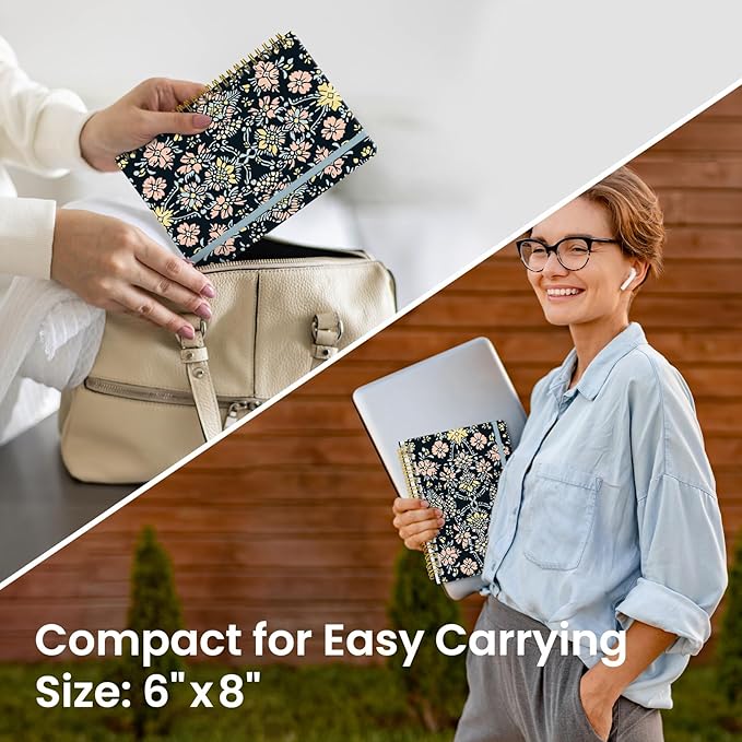 Taja Lined Spiral Notebook Journal for Women A5(5.8" × 8.3"), Cute Hardcover Notebook for Work, School & Note Taking, Pretty College Ruled Journal for Writing, 140 Pages, Ornate Bloom