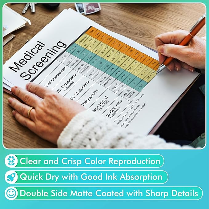 Koala Thin Presentation Paper Double-Sided Matte for Printing Photo 8.5X11 Inches 110 Sheets, Compatible with Inkjet Printer
