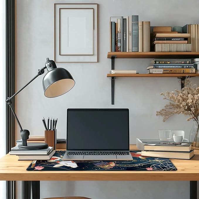 Long Gaming Mouse Pad Extended Anime Large Desk Pad with Non-Slip Base Full Keyboard Mat with Stitched Edges for Gaming and Office 31.5 x 11.8 inches (koi)