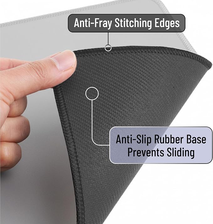 Mr. Pen- Mouse Pad with Anti-Fray Stitched Edges, 12.5"x 10.5", 2 Pack | Cool Gray, Computer & Gaming Mouse Mat for Laptop, Office & Home, Anti-Slip Rubber Base, Spill-Resistant Surface
