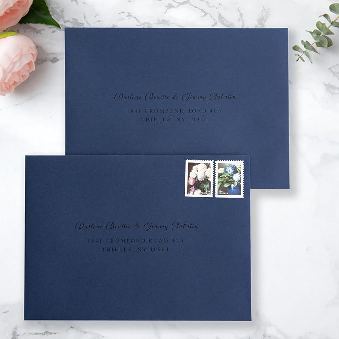 PONATIA 50 Pieces Navy Blue A7 Envelopes Self Seals, 5x7 Envelopes for Weddings, Invitation Cards, Photos, Postcards, Greeting Cards Mailing, Baby Shower, Graduation, Christmas Gift Cards