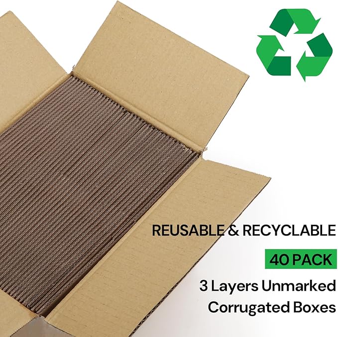 Rempry 40 Pack 4x4x3 Shipping Boxes Brown, Small Corrugated Cardboard Box for Mailing, Packaging Small Business, Kraft Mailer Boxes