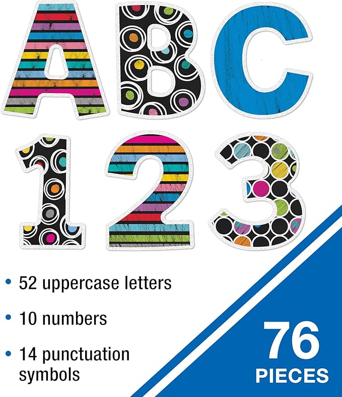 Carson Dellosa 152 Piece 4 Inch Colorful Chalkboard Bulletin Board Letters for Classroom, Uppercase Alphabet Letters, Numbers, Punctuation & Symbols, Cutout Letters for Bulletin Boards
