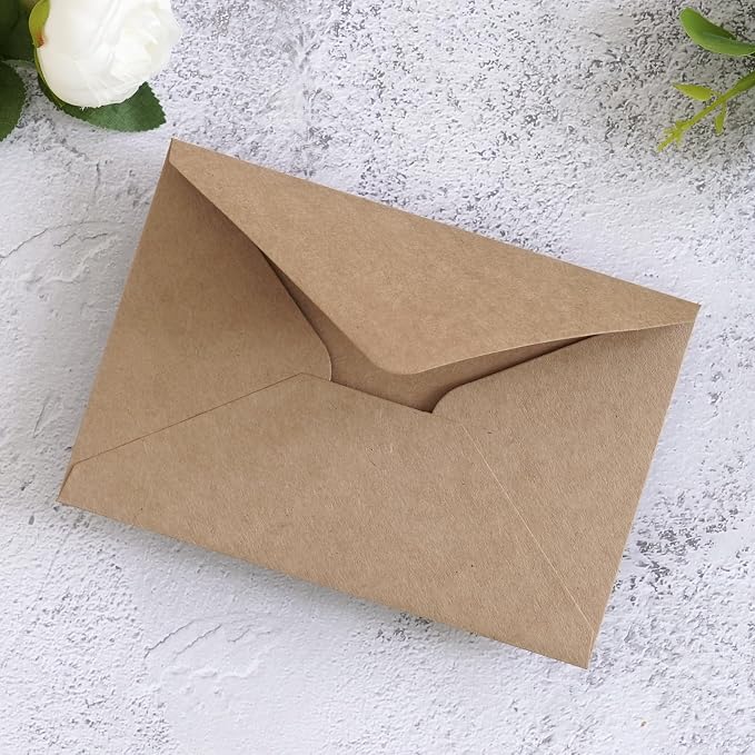 PONATIA 50 Pack Brown A4 Envelopes, 4x6 Envelopes | Perfect for Christmas Gift Cards, Wedding Details Cards, Thank You Cards ( 4.3 x 6.25'')