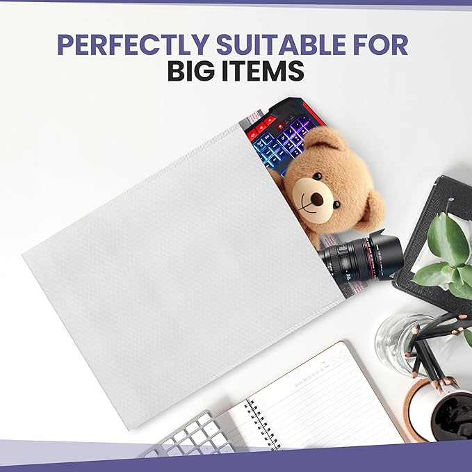 White Poly Bubble Mailers 14.50x20 Inch #7 | Self Seal Large Padded Envelopes | Air Cushioned Bubble Mailer | Usable Size 14.25x19 Inch | Waterproof Lightweight Mailing Shipping Bags | 100 Pack
