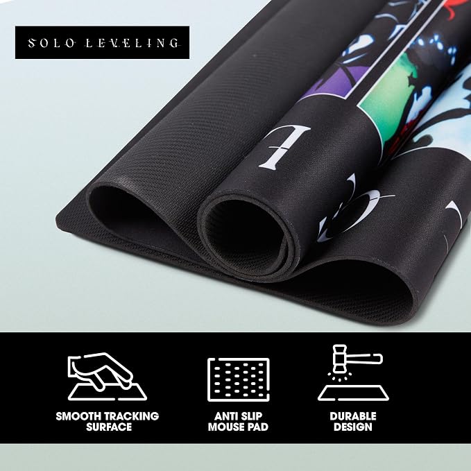 Solo Leveling Large Gaming Mouse Pad 31"x15" XL Computer Desk Mat, Anime | Solo Leveling anime gaming mouse pad, Oversized 31x15in smooth fabric top, stitched edges, non-slip rubber base.