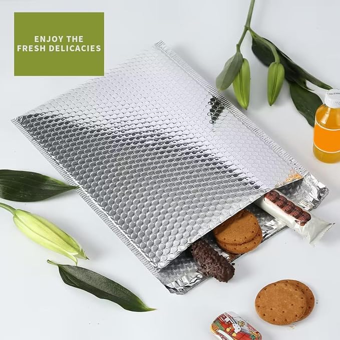 Thermal Bubble Mailer 8" x 11",Pack of 10 Insulated Mailers for Cold Shipping,Foil Mailing Envelopes,Cool Bubble Mailers, Waterproof Cold Shipping Package for Food, Perishables, Cosmetics