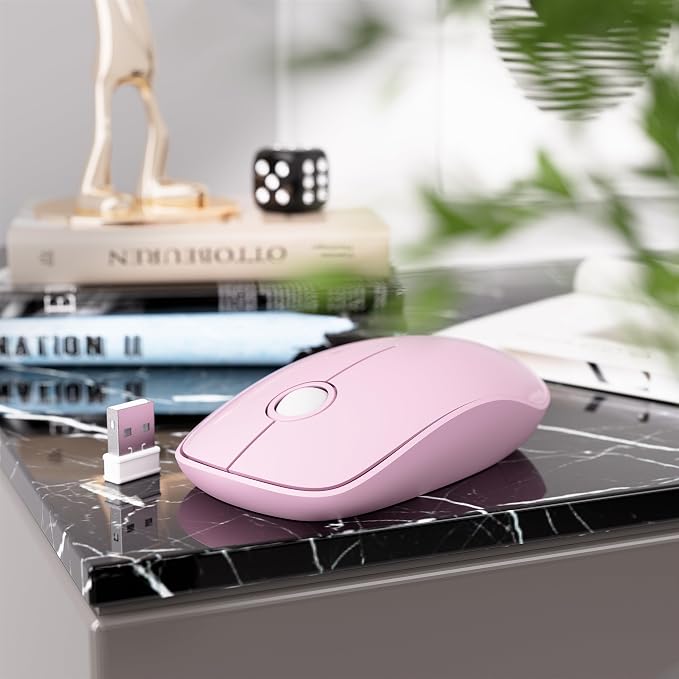 MPTOG Wireless Keyboard and Mouse Combo (Pink) | Retro Round Typewriter Keys, 2.4G Silent Connection, Ergonomic Aesthetic Desk Set for Home Office, Laptop, PC, Mac