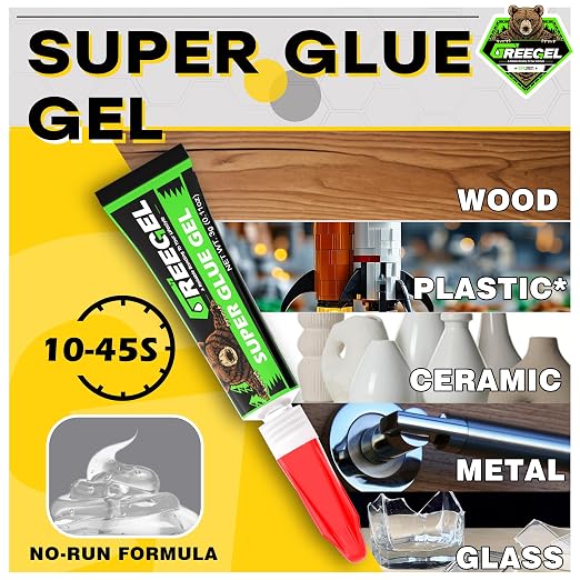 Clear Liquid Medium Super Glue 1 oz + 3g Gel Glue for Plastic Model | Strong Instant Cyanoacrylate Adhesive for Wood, Ceramic, Plastic, Metal and Glass Materials, Shoes, Crafts & Repairs