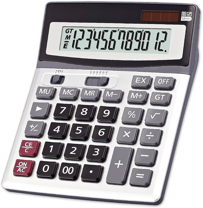 OFFIDIX 12 Digit Large Key Dual Power Electronic LCD Display Calculator | Office Big Calculator Portable Desk Calculator for Daily and Basic Office Ultra-Clear 12-Digit Display with Dual Power Backup