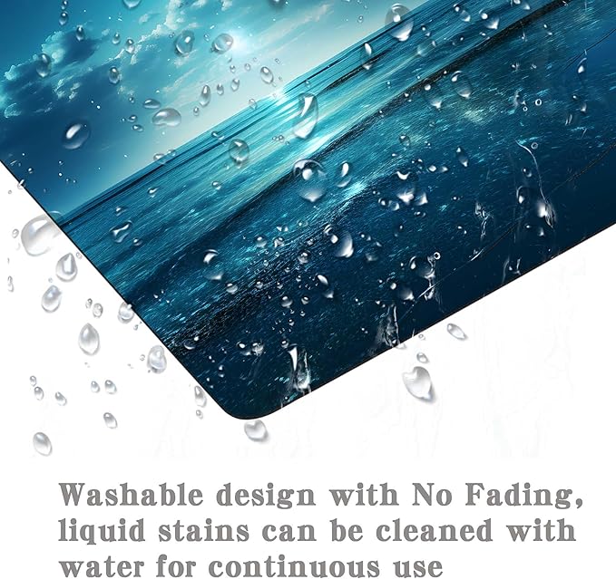 Ocean Mouse Pad, Quiet Night Moon Illuminating The Clear Blue Ocean Mousepad,Square Waterproof Mouse Mat Non-Slip Rubber Base Mousepad,Mouse Pads for Desk Computer Laptop Desk Accessories