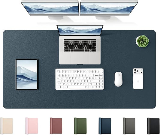 YSAGi 47.2" x 24" Large PU Leather Desk Mat for Keyboard and Mouse - Waterproof Non-Slip Desk Pad Protector for Office, Home, Writing Desk, Dark Blue