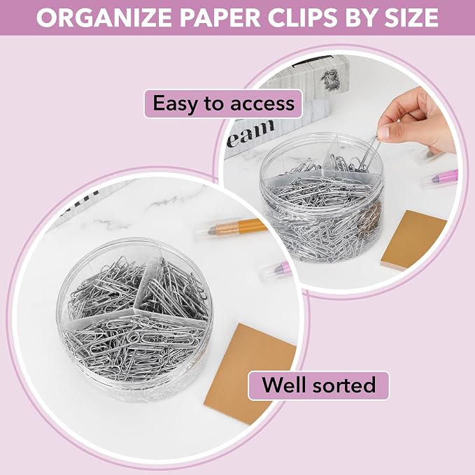 Mr. Pen- Silver Paper Clips, 750 pcs, 3 Sizes, Small, Medium and Large | Steel Paper Clips with Storage Box for Office, School, DIY, Binder Clips, Business Card Holders & Envelope Clips